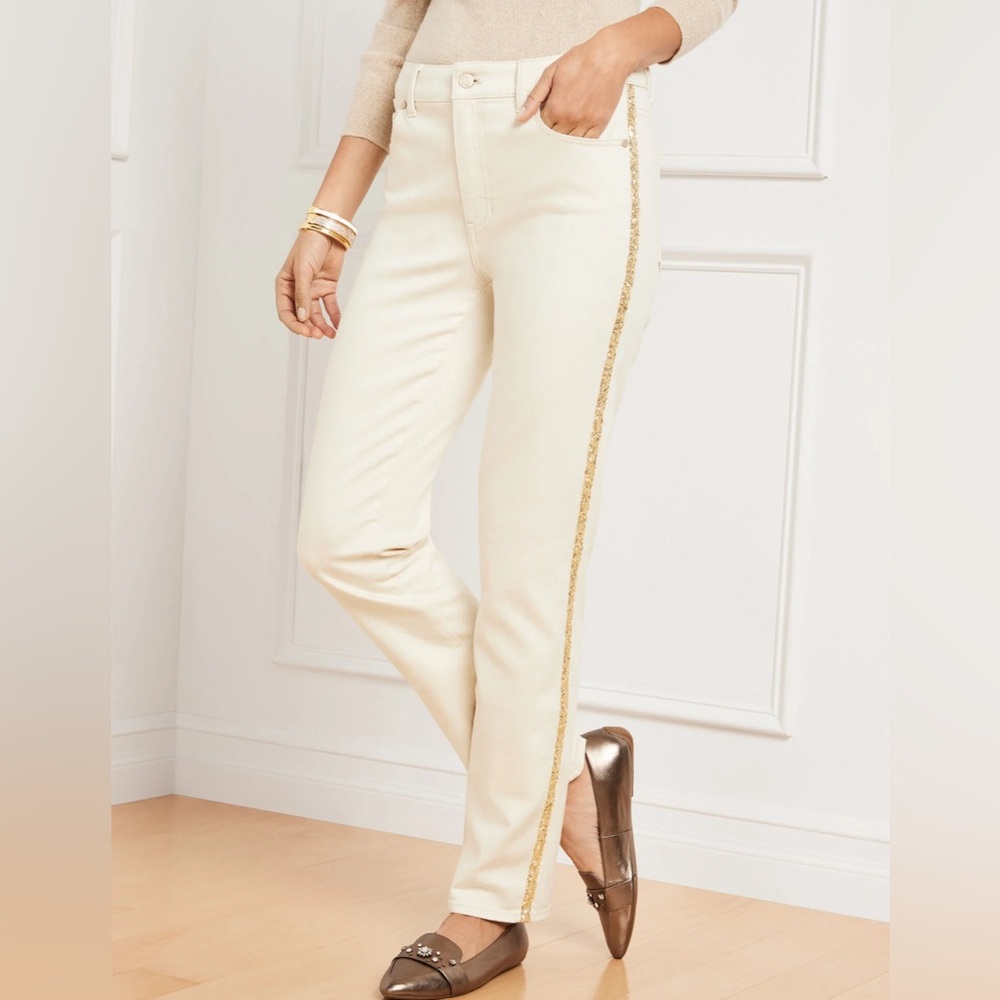 NWOT Talbots Women's Straight Leg Sequined Jeans